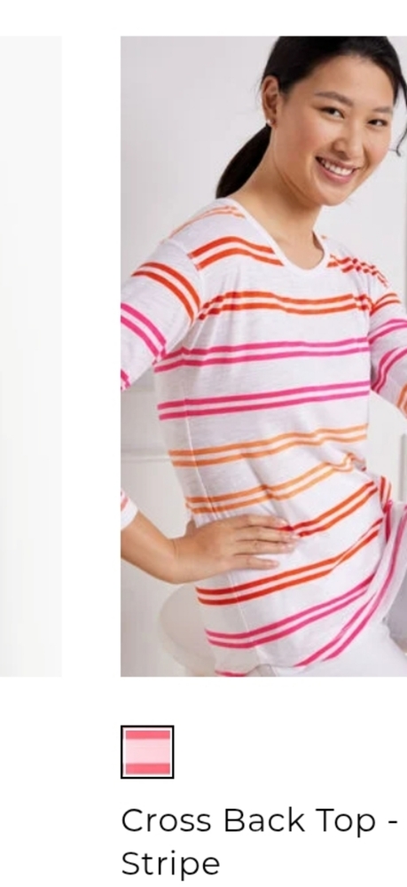 Talbots T by Talbots Crossback Top Bashful Stripe Tunic